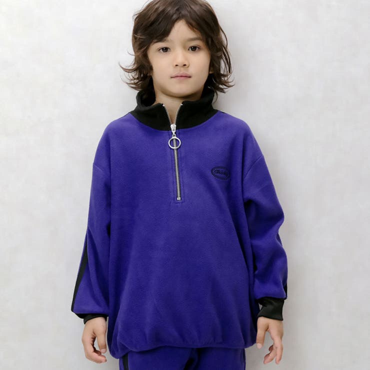 袖ライン ハーフジップBIGトレーナー キッズ[品番：ZONK0006918