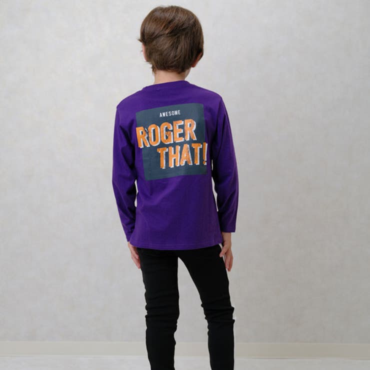 キッズロンTTシャツ子供服男の子女の子長袖ティーシャツトップスカットソープリントバックプリントロゴジュニアカジュアルアメカジストリート110cm120cm130cm140cm150cm160cm「543-100」