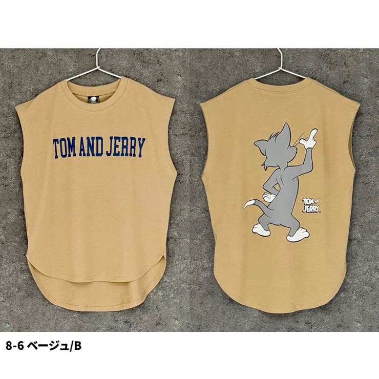 【送料無料】キャラクターノースリーブTシャツトムとジェリーTOMANDJERRYトムジェリキッズ子供服男の子女の子綿100%コットンバックプリントビッグシルエットBIGビックゆったり大きめジュニアアメカジ110cm120cm130cm140cm150cm160cm「T24-01」