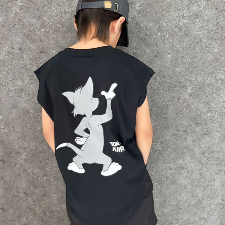 【送料無料】キャラクターノースリーブTシャツトムとジェリーTOMANDJERRYトムジェリキッズ子供服男の子女の子綿100%コットンバックプリントビッグシルエットBIGビックゆったり大きめジュニアアメカジ110cm120cm130cm140cm150cm160cm「T24-01」