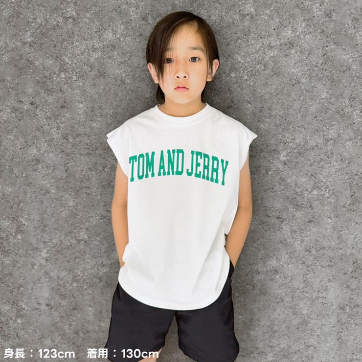 【送料無料】キャラクターノースリーブTシャツトムとジェリーTOMANDJERRYトムジェリキッズ子供服男の子女の子綿100%コットンバックプリントビッグシルエットBIGビックゆったり大きめジュニアアメカジ110cm120cm130cm140cm150cm160cm「T24-01」