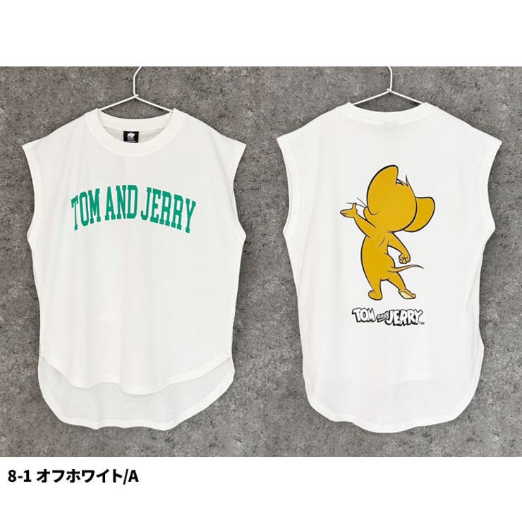 【送料無料】キャラクターノースリーブTシャツトムとジェリーTOMANDJERRYトムジェリキッズ子供服男の子女の子綿100%コットンバックプリントビッグシルエットBIGビックゆったり大きめジュニアアメカジ110cm120cm130cm140cm150cm160cm「T24-01」