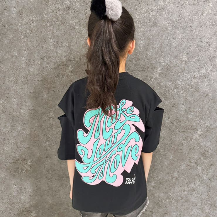 SHISKY オーバーサイズエンプティショルダープリントTシャツ キッズ | ZI-ON | 詳細画像2 