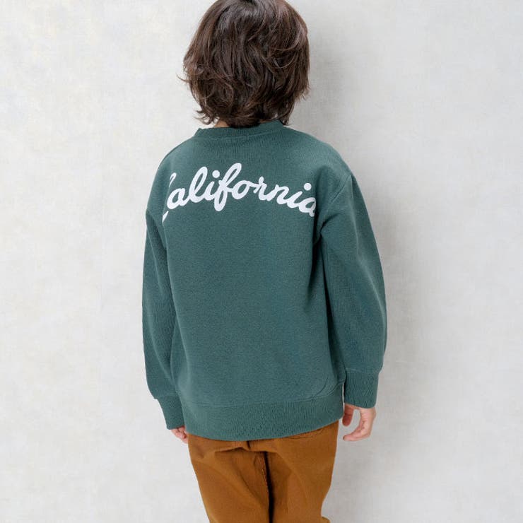 キッズトレーナートップス裏起毛クルーネック子供服男の子女の子ビッグシルエットBIGプリントロゴバックプリントジュニアカジュアルアメカジストリート110cm120cm130cm140cm150cm160cm「543-130」