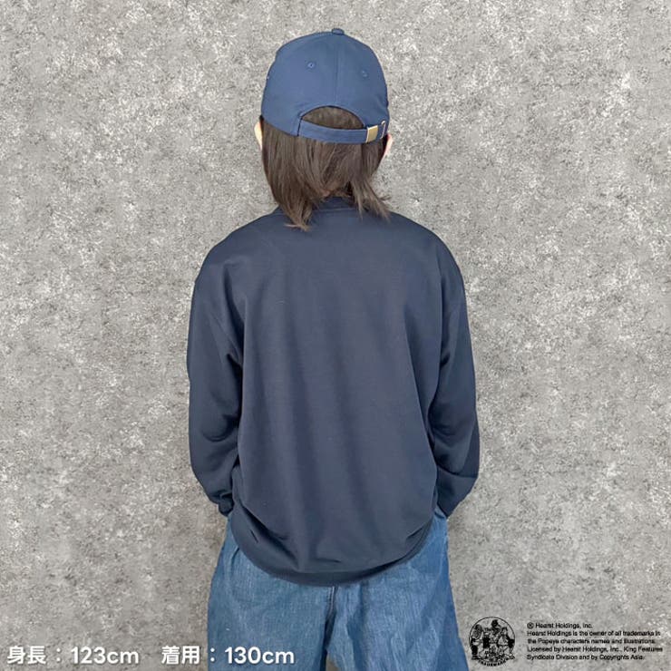 POPEYEトレーナーキッズ子供服男の子女の子キャラクターポパイ長袖トップススウェットビッグシルエットBIGビックゆったり大きめロゴプリント裏毛アメカジジュニア110cm120cm130cm140cm150cm160cm「POP44-01」