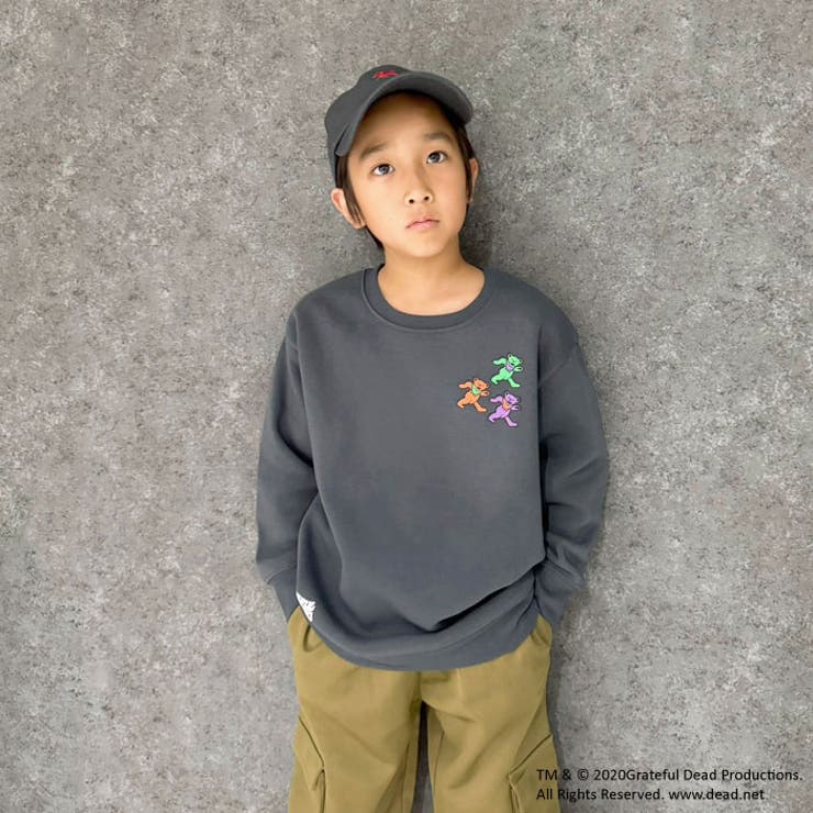 GRATEFULDEADオーバーサイズトレーナーキッズ子供服男の子女の子キャラクターグレイトフルデッド長袖トップススウェットビッグシルエットBIGビックバンド裏起毛冬物冬服秋物秋服韓国子供服110cm120cm130cm140cm150cm160cm「GF44-02」