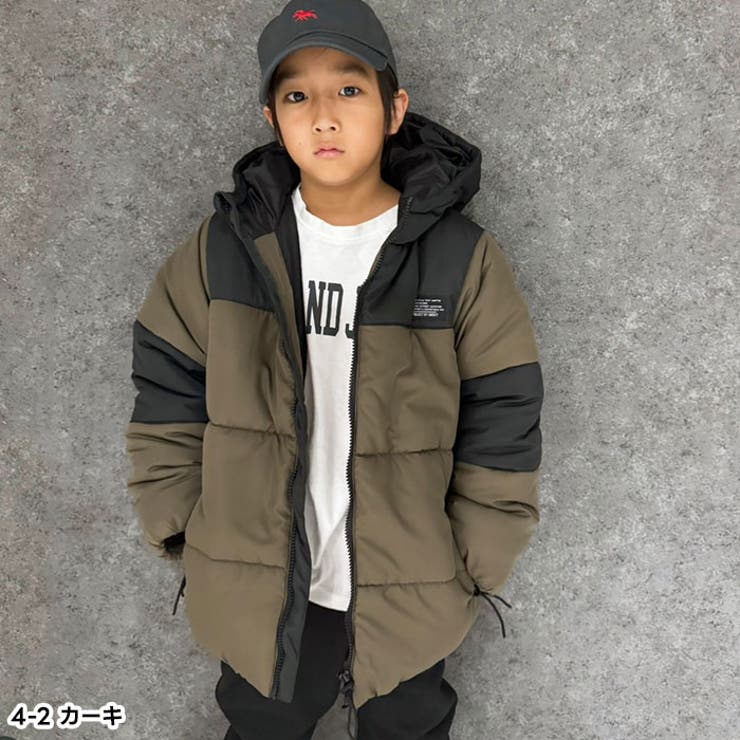 バイカラーフェイクダウンジャケット キッズ 子供服[品番