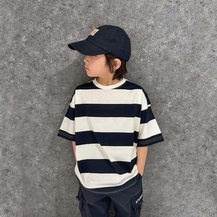SHISKY オーバーサイズ ワイドボーダーTシャツ[品番