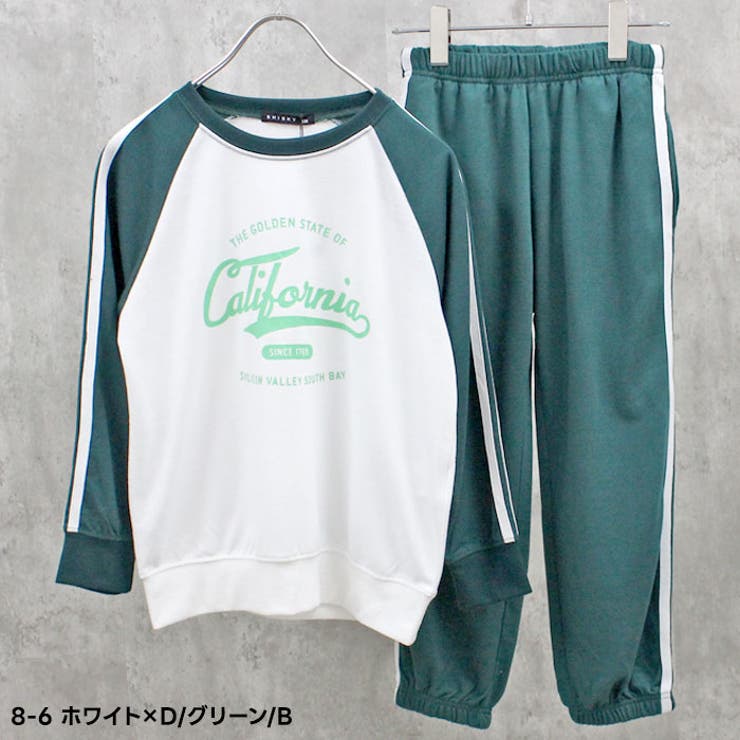 春のミニ裏毛 2本ラインセットアップ キッズ[品番：ZONK0007127