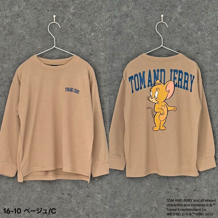 JERRYバックプリントBIGトレーナーキッズ子供服男の子女の子キャラクタートム＆ジェリーTOM&JERRYトムとジェリートムジェリミニ裏毛綿タッチスウェットスエットビッグシルエットゆったり110cm120cm130cm140cm150cm160cm「T15-00」