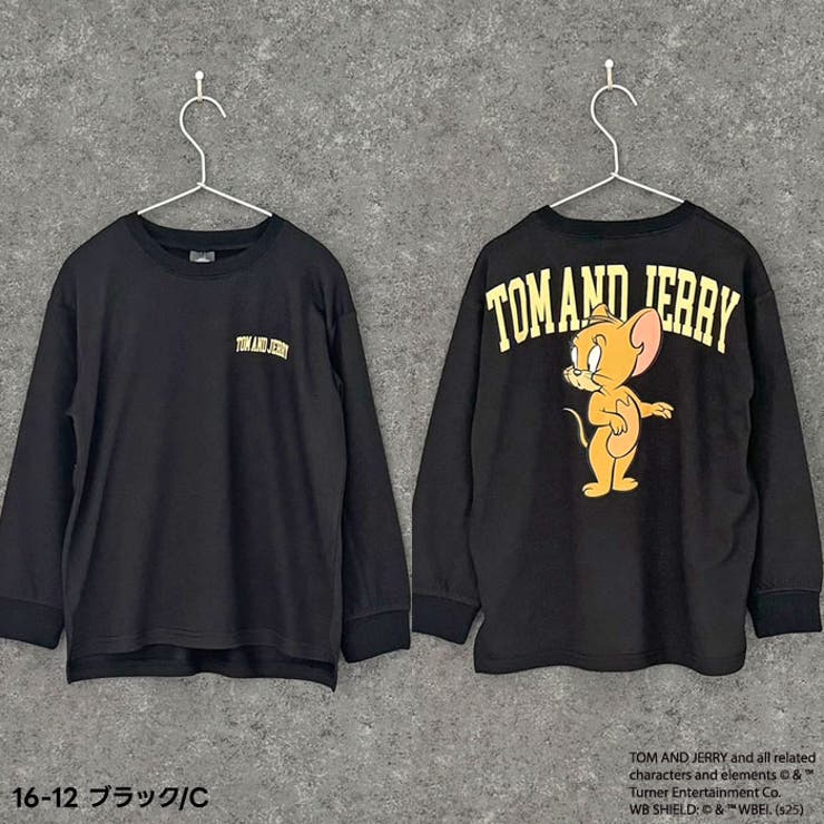 JERRYバックプリントBIGトレーナーキッズ子供服男の子女の子キャラクタートム＆ジェリーTOM&JERRYトムとジェリートムジェリミニ裏毛綿タッチスウェットスエットビッグシルエットゆったり110cm120cm130cm140cm150cm160cm「T15-00」