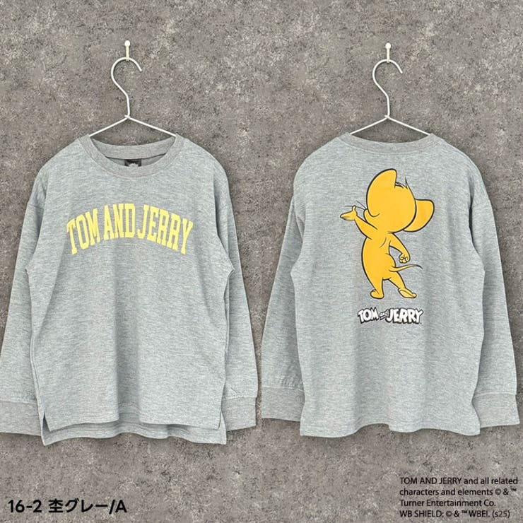 JERRYバックプリントBIGトレーナーキッズ子供服男の子女の子キャラクタートム＆ジェリーTOM&JERRYトムとジェリートムジェリミニ裏毛綿タッチスウェットスエットビッグシルエットゆったり110cm120cm130cm140cm150cm160cm「T15-00」