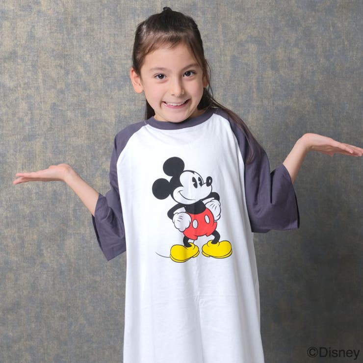 【送料無料】MICKEYMOUSEオーバーサイズワンピースキッズ子供服女の子キャラクターミッキーマウスDisneyディズニー半袖プリントBIGビッグシルエットビックグッズ公式ジュニア夏物夏服110cm120cm130cm140cm150cm160cm「M25-03」