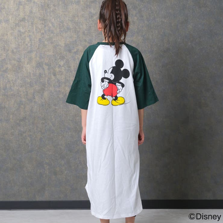 【送料無料】MICKEYMOUSEオーバーサイズワンピースキッズ子供服女の子キャラクターミッキーマウスDisneyディズニー半袖プリントBIGビッグシルエットビックグッズ公式ジュニア夏物夏服110cm120cm130cm140cm150cm160cm「M25-03」