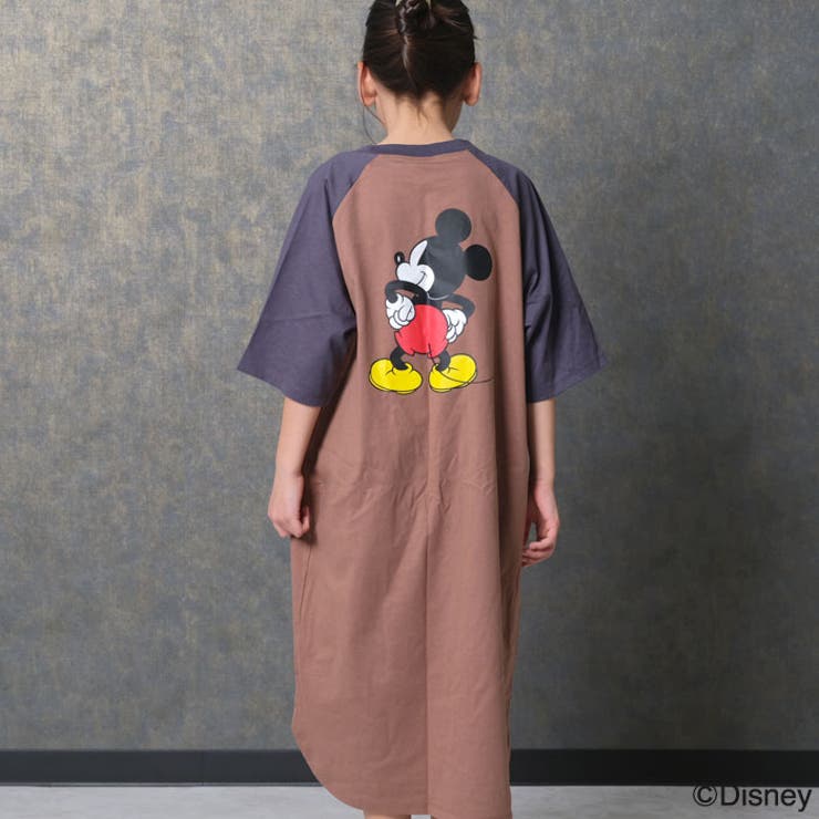 【送料無料】MICKEYMOUSEオーバーサイズワンピースキッズ子供服女の子キャラクターミッキーマウスDisneyディズニー半袖プリントBIGビッグシルエットビックグッズ公式ジュニア夏物夏服110cm120cm130cm140cm150cm160cm「M25-03」