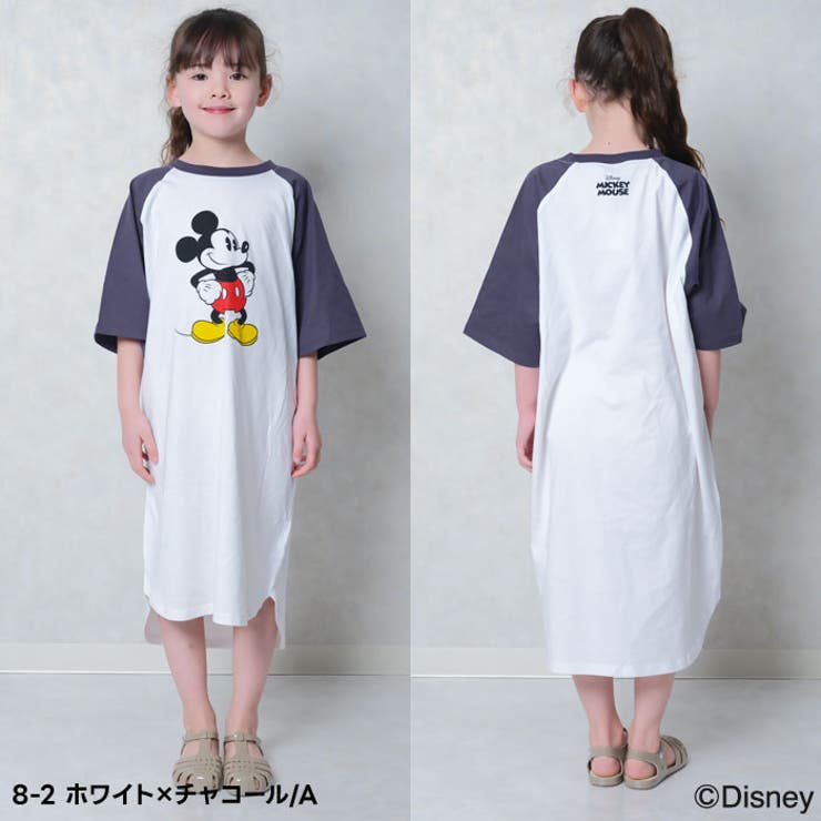 【送料無料】MICKEYMOUSEオーバーサイズワンピースキッズ子供服女の子キャラクターミッキーマウスDisneyディズニー半袖プリントBIGビッグシルエットビックグッズ公式ジュニア夏物夏服110cm120cm130cm140cm150cm160cm「M25-03」