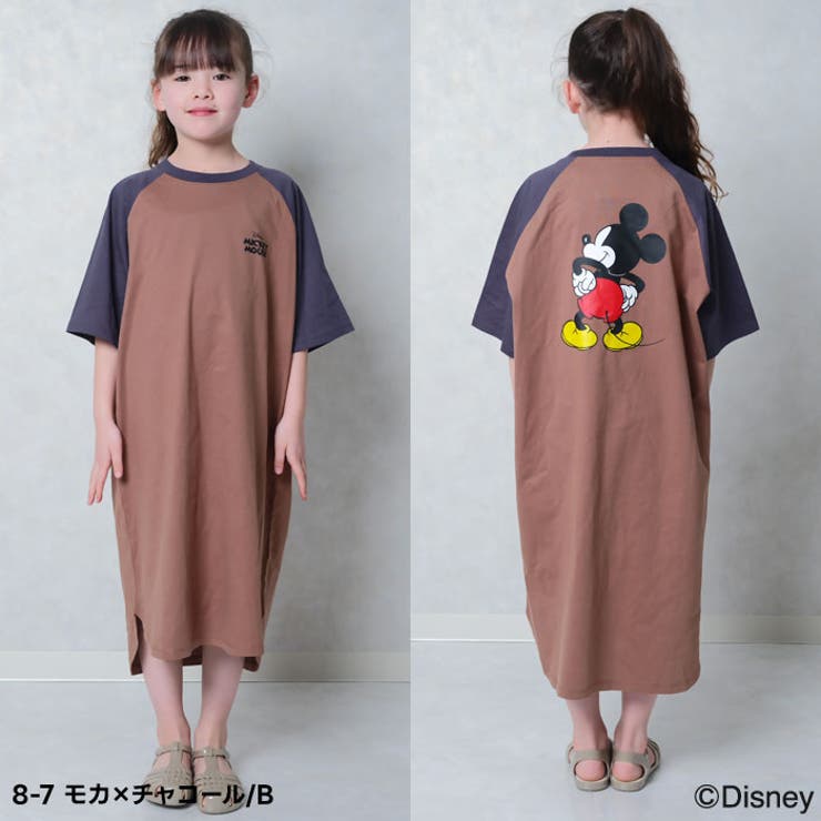 【送料無料】MICKEYMOUSEオーバーサイズワンピースキッズ子供服女の子キャラクターミッキーマウスDisneyディズニー半袖プリントBIGビッグシルエットビックグッズ公式ジュニア夏物夏服110cm120cm130cm140cm150cm160cm「M25-03」