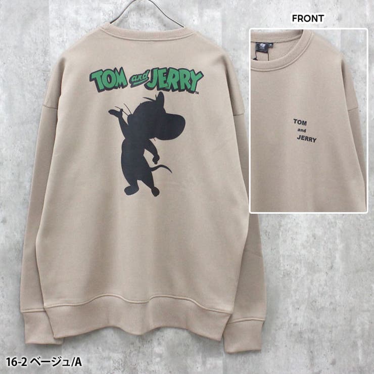TOM&JERRY 裏起毛バックプリントBIGトレーナー メンズ[品番