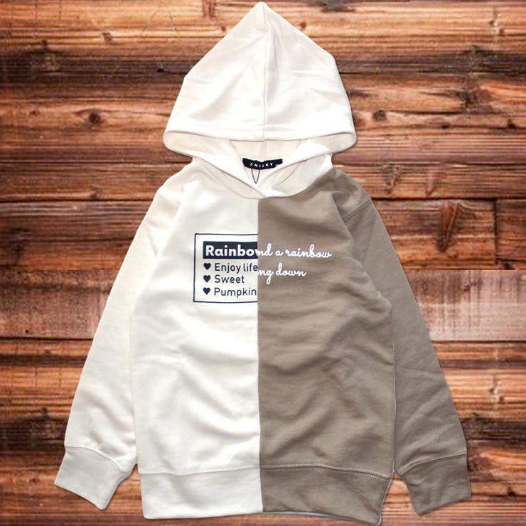 12-7アイボリー×ベージュ/C | キッズ パーカー フード | ZI-ON