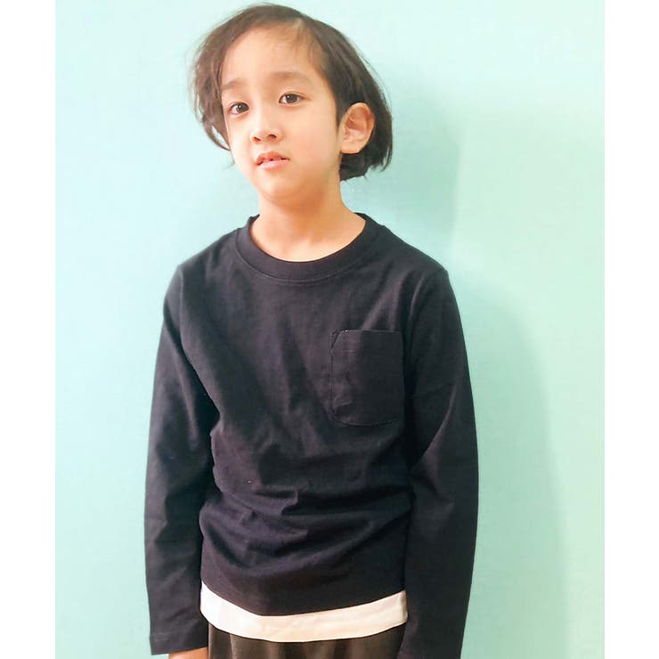 20-10ブラック | フェイクレイヤードTシャツ ロンT キッズ | ZI-ON