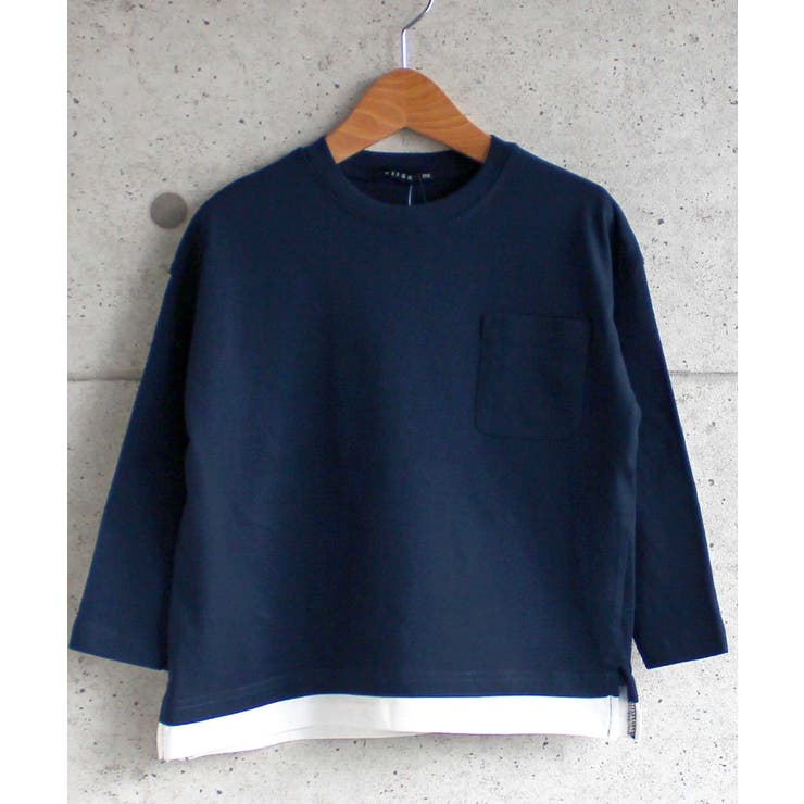 20-18ネイビー(BIG) | フェイクレイヤードTシャツ ロンT キッズ | ZI-ON