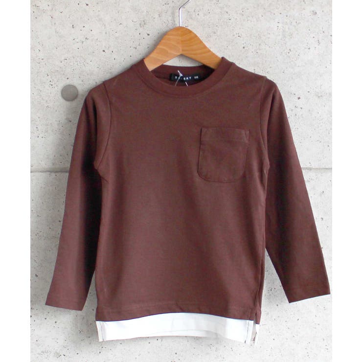 20-7ブラウン | フェイクレイヤードTシャツ ロンT キッズ | ZI-ON