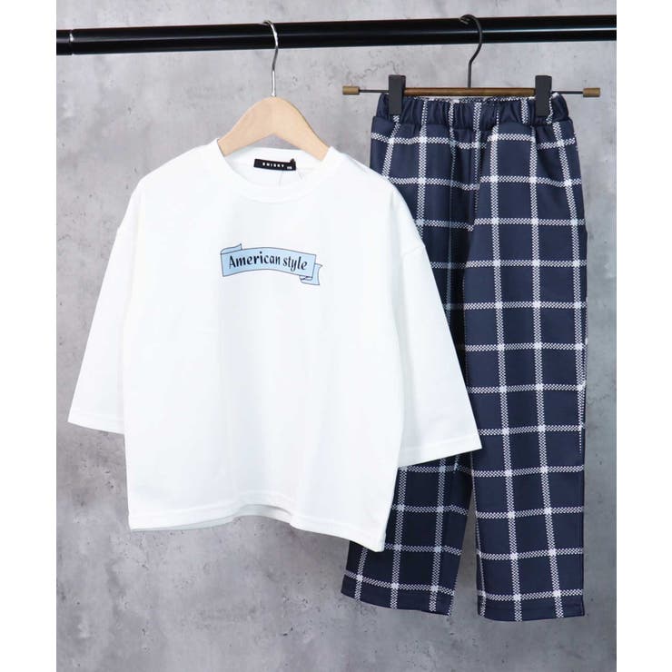 9-7ホワイト×ネイビー/C | キッズ セットアップ 上下セット | ZI-ON