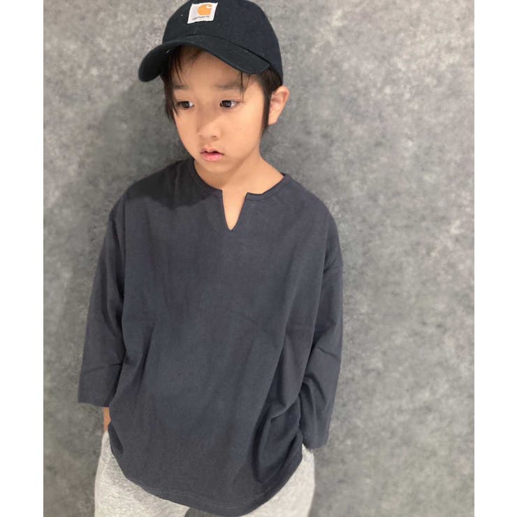 10-9チャコール/キーネックBIG | 【999円均一】キッズ 無地Tシャツ 子供服 | ZI-ON