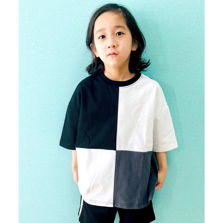 8-4ブラック×ホワイト/A | キッズ Tシャツ 子供服 | ZI-ON