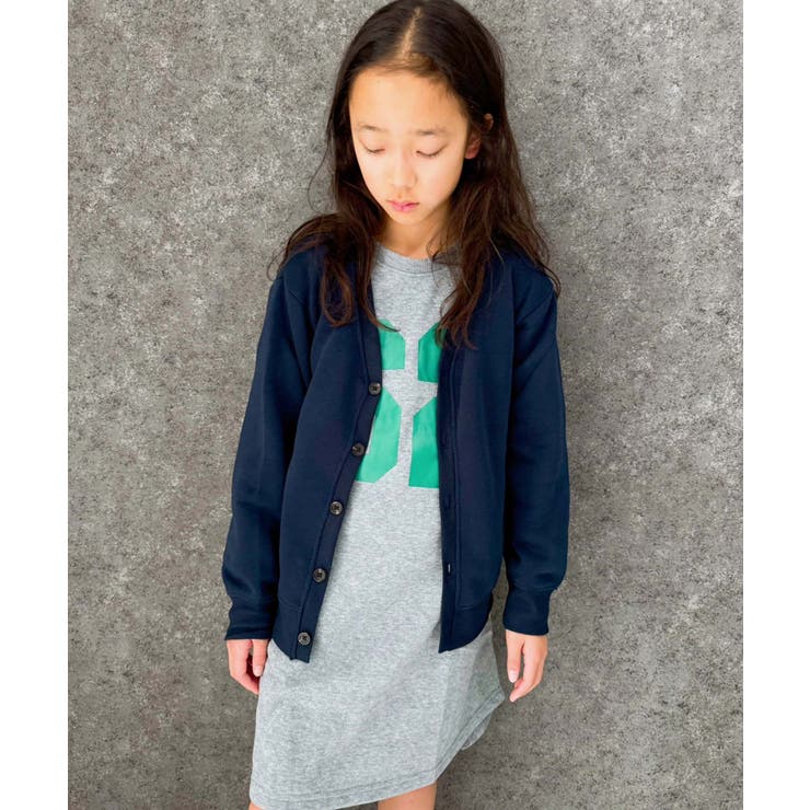 10-7ネイビー | 裏起毛BIGカーディガン キッズ カーデ | ZI-ON