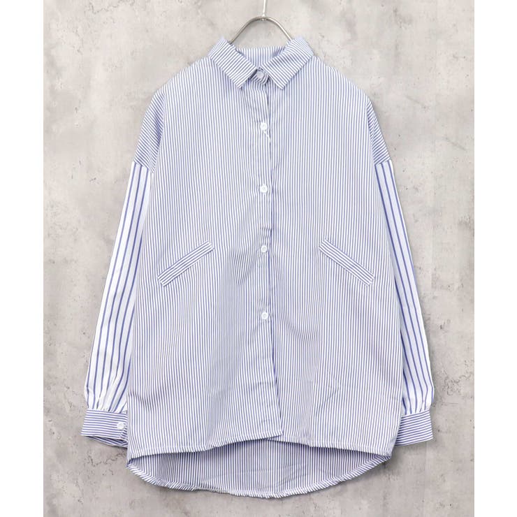 2-1ブルー | レディース BIGシャツ ストライプ | ZI-ON