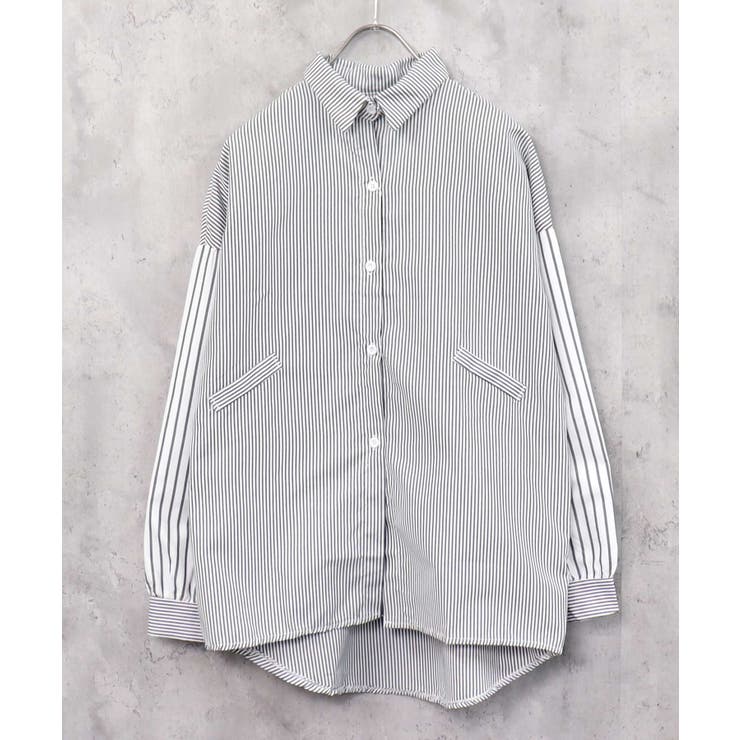 2-2ブラック | レディース BIGシャツ ストライプ | ZI-ON