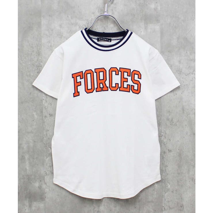 16-1オフホワイト/A | ラインリブBIGtシャツ キッズ 半袖Tシャツ | ZI-ON