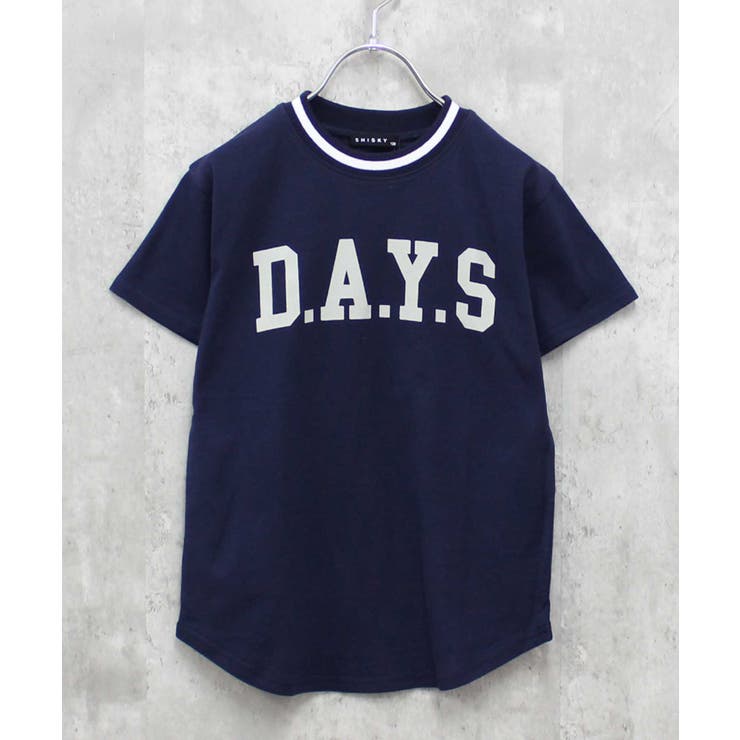 16-16ネイビー/D | ラインリブBIGtシャツ キッズ 半袖Tシャツ | ZI-ON