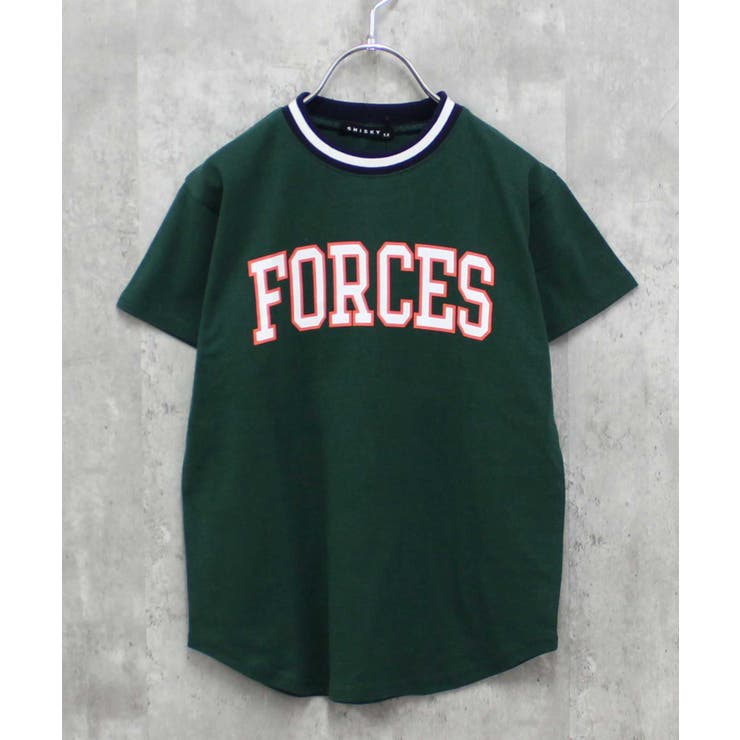 16-3D/グリーン/A | ラインリブBIGtシャツ キッズ 半袖Tシャツ | ZI-ON