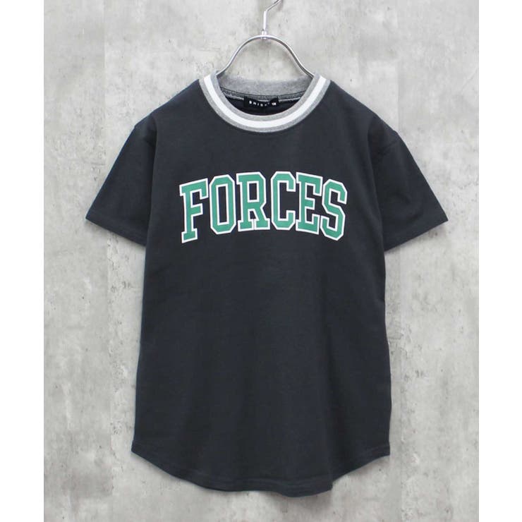 16-4チャコール/A | ラインリブBIGtシャツ キッズ 半袖Tシャツ | ZI-ON