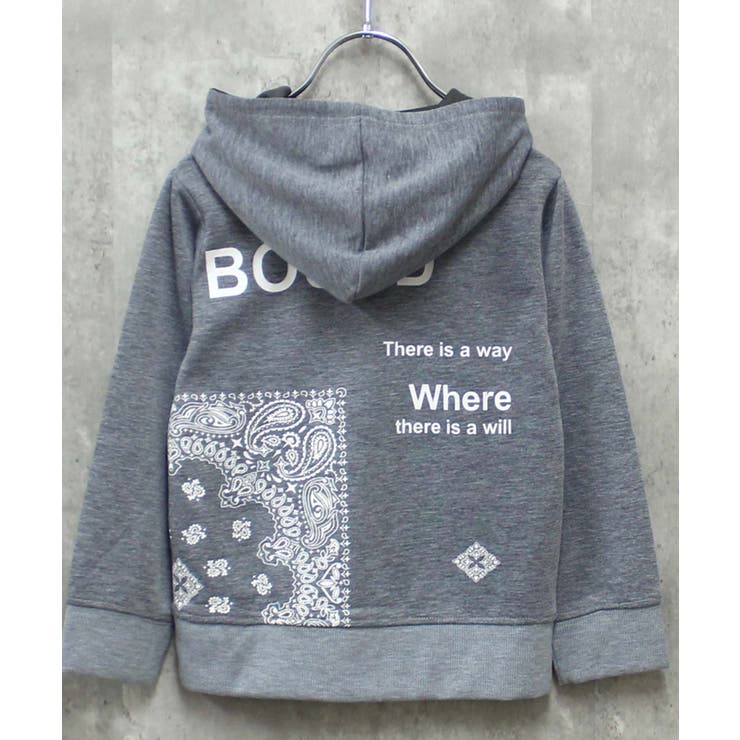 16-14杢グレー/D | プリントBIGフーディー プリントパーカー キッズ | ZI-ON