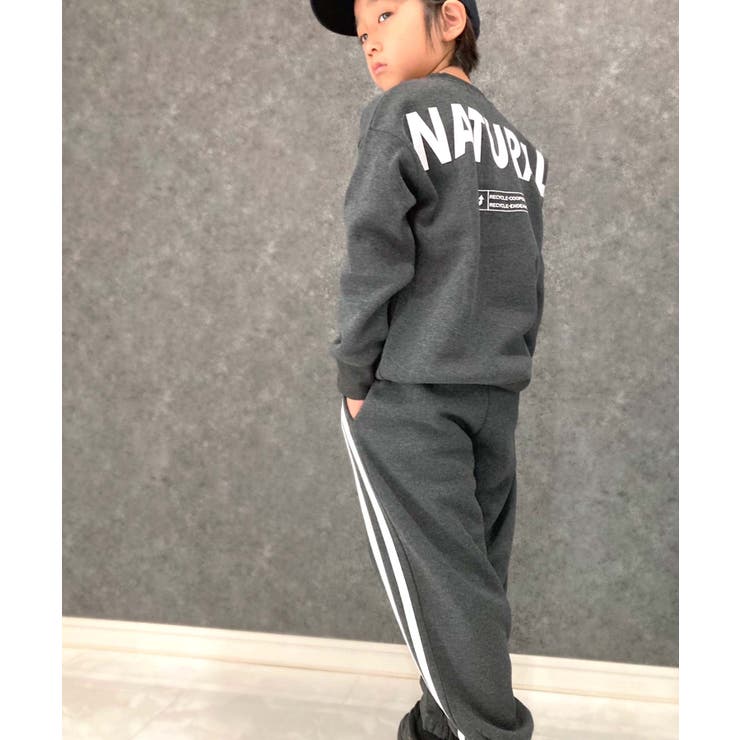8-7杢チャコール/B | 裏起毛セットアップ キッズ 男の子 | ZI-ON