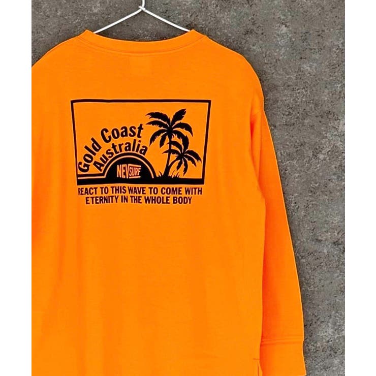 16-10オレンジ/C | NEVSURFバックプリントBIGロンT キッズ 子供服 | ZI-ON