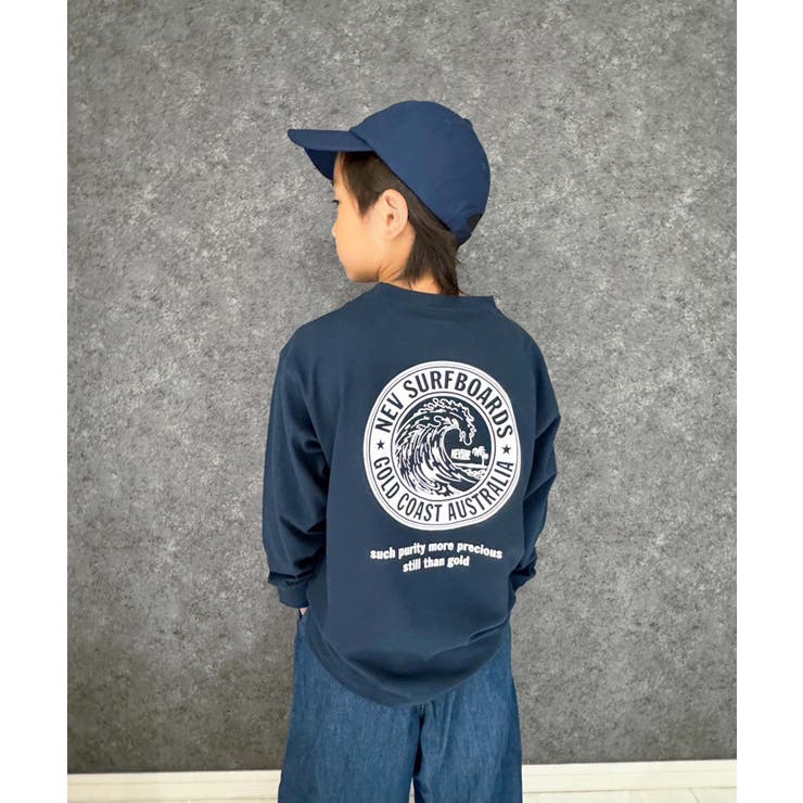 16-15ネイビー/D | NEVSURFバックプリントBIGロンT キッズ 子供服 | ZI-ON