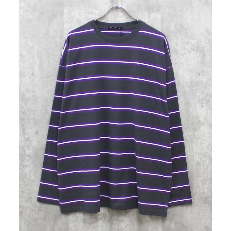 12-5チャコール/A | ボーダーロンT メンズ Tシャツ | ZI-ON