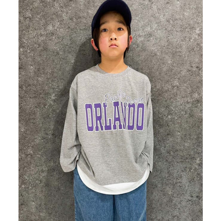 16-5杢グレー/B | オーバーサイズフェイクロンT キッズ 長袖Tシャツ | ZI-ON