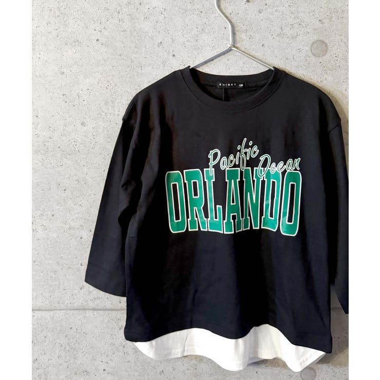 16-8ブラック/B | オーバーサイズフェイクロンT キッズ 長袖Tシャツ | ZI-ON