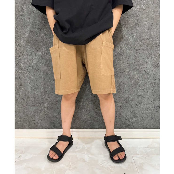 6-1ベージュ | ピグメントカーゴハーフパンツ キッズ 子供服 | ZI-ON