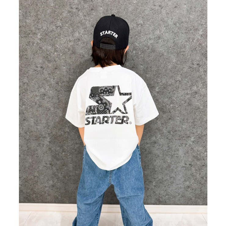 16-5オフホワイト/B | STARTER オーバーサイズプリントTシャツキッズ 子供服 | ZI-ON