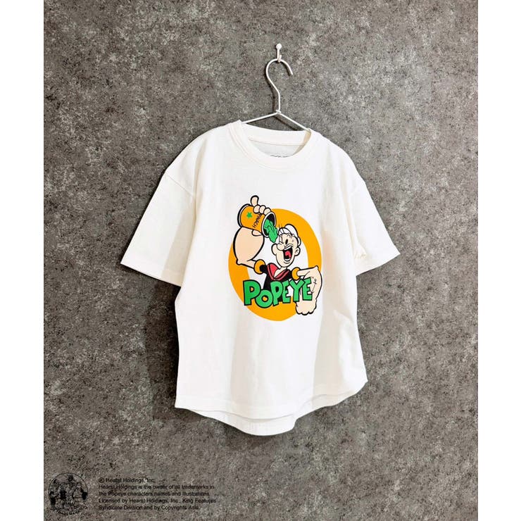 8-5オフホワイト/B | POPEYE オーバーサイズTシャツ キッズ | ZI-ON