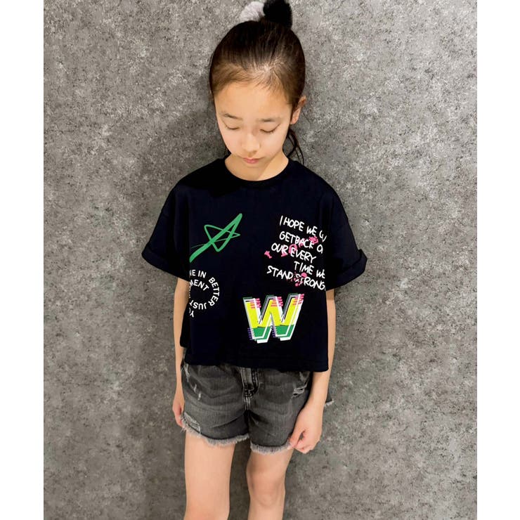 【格安saleスタート】 SHISKY オーバーサイズショートレングスプリントTシャツ キッズ トップス