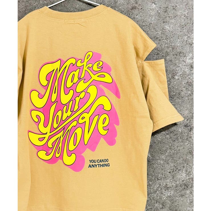 8-3ベージュ/A | SHISKY オーバーサイズエンプティショルダープリントTシャツ キッズ | ZI-ON