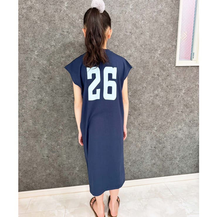 8-3ネイビー/A | SHISKY オーバーサイズスリーブレスドレス キッズ | ZI-ON