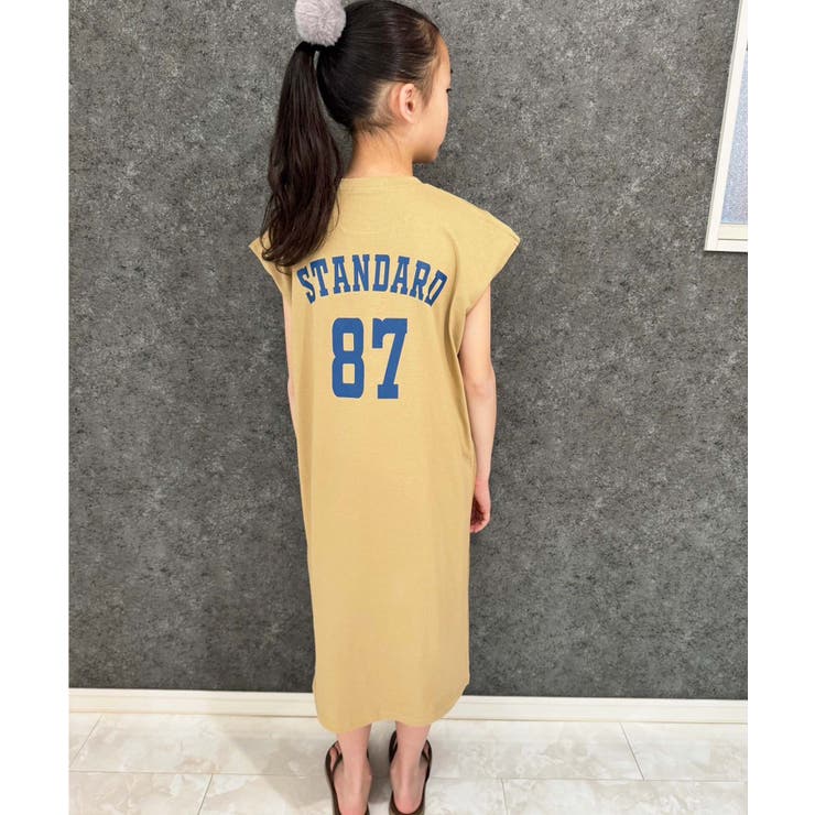 8-5ベージュ/B | SHISKY オーバーサイズスリーブレスドレス キッズ | ZI-ON